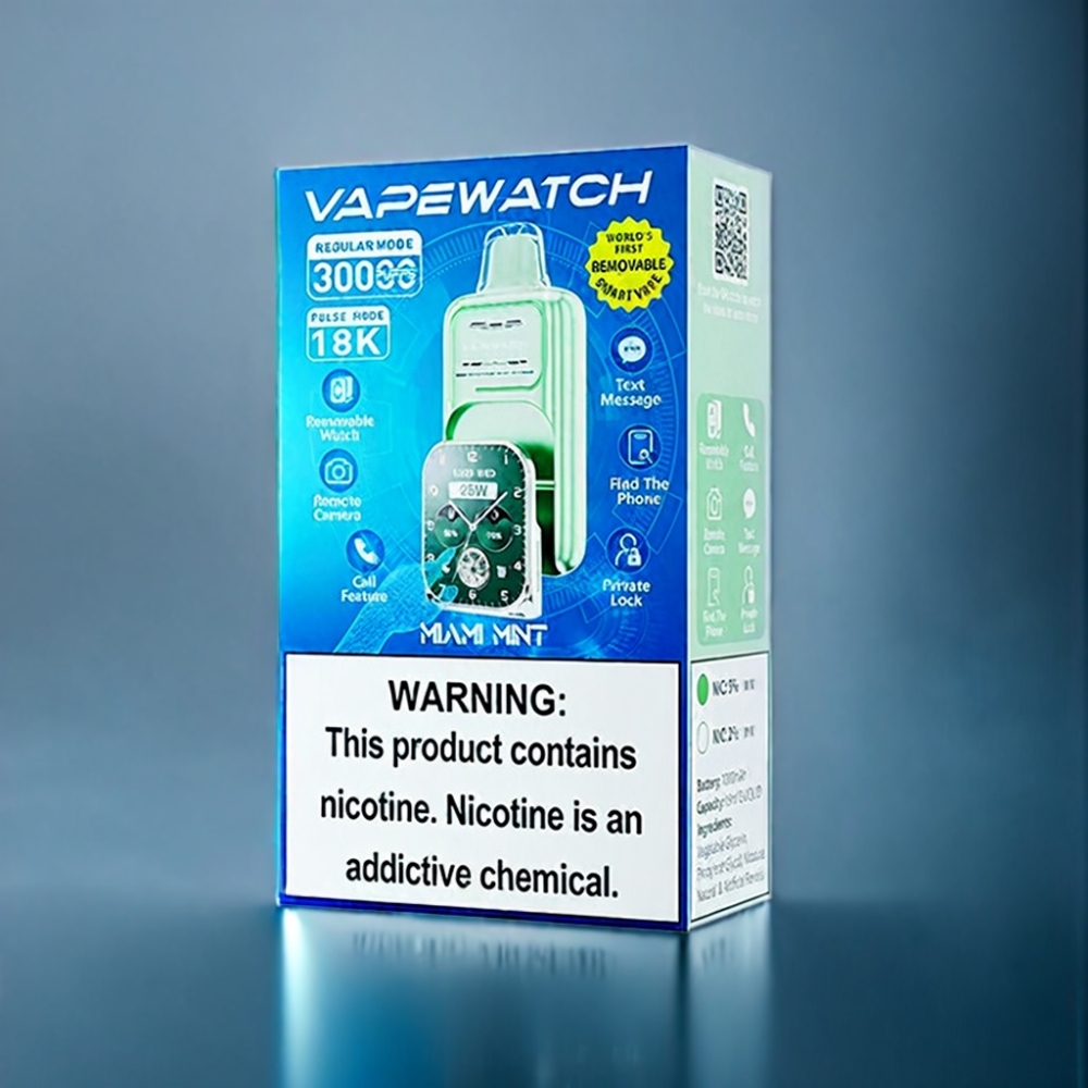 JNR Vape Watch 30000 Puffs Miami Mynte 1000mAh Engros Danmark