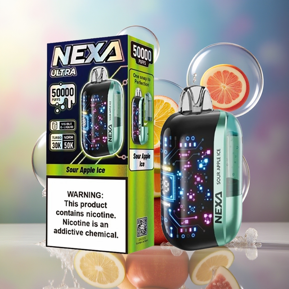 NEXA Ultra 50000 Puffs 20ml Sur Æble Is Engros Danmark