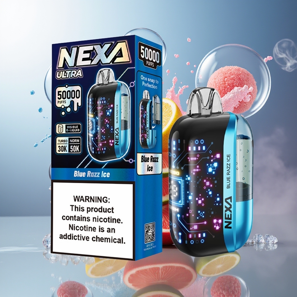 NEXA Ultra 50000 Puffs 5% Blå Hindbær Is Engros Danmark 800mah