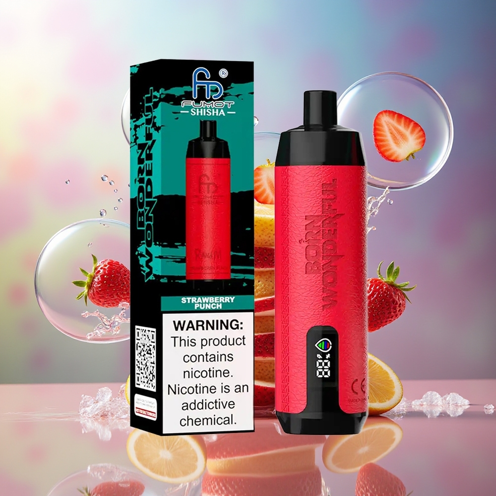 RandM Fumot Shisha 10000 Puffs Engros Danmark 18ml Jordbær Punch