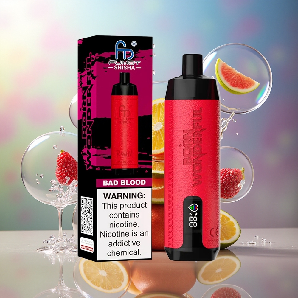 RandM Fumot Shisha 10000 Puffs Engros Danmark 18ml Ompakket E-væske Bad Blood