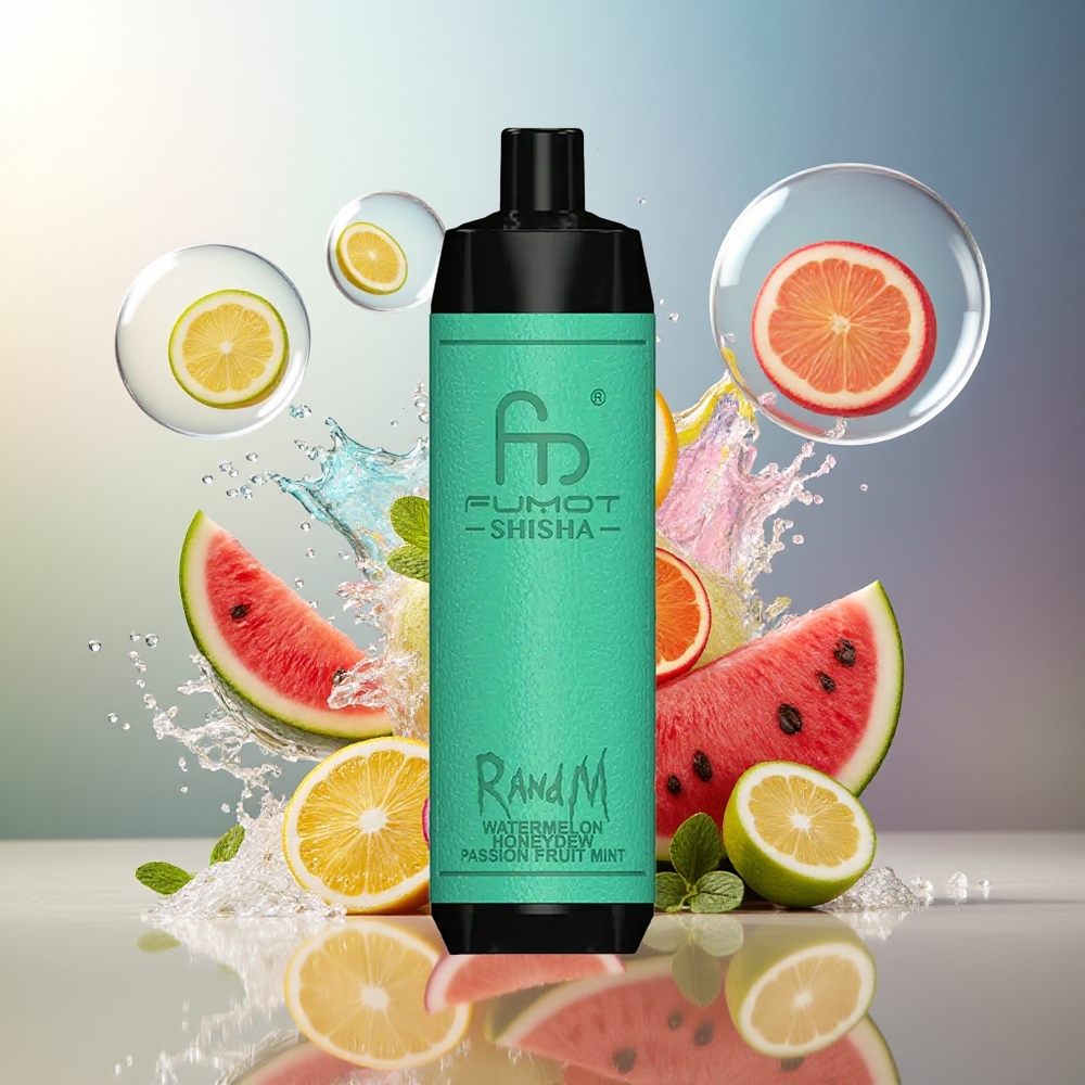 RandM Fumot Shisha 10000 Puffs Engros Danmark Vandmelon Honningmelon Passionsfrugt Mynte 850 mAh