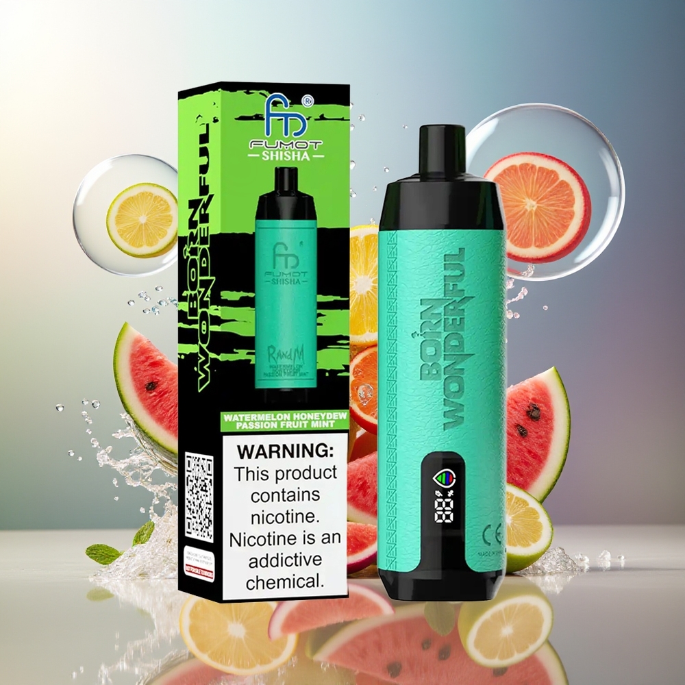 RandM Fumot Shisha 10000 Puffs Engros Danmark Vandmelon Honningmelon Passionsfrugt Mynte 850 mAh