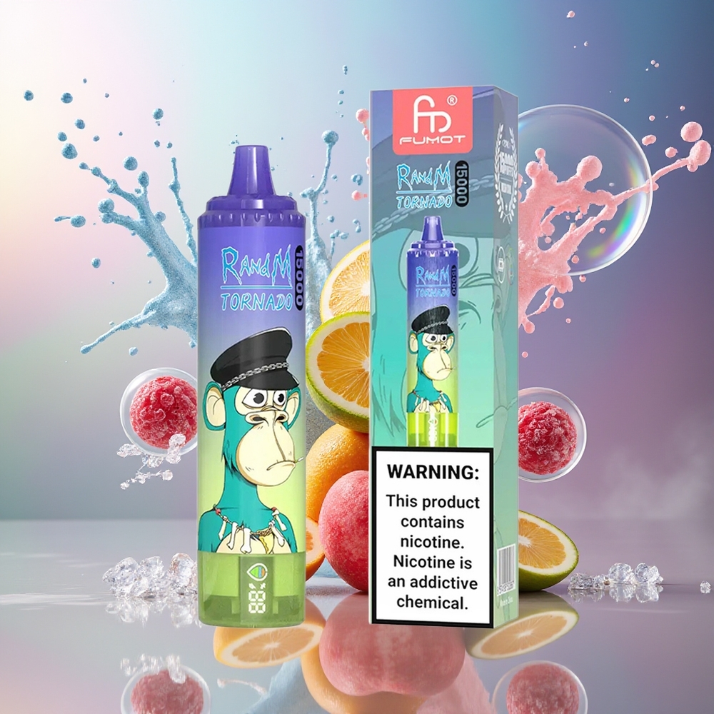 RandM Fumot Tornado 15000 Puffs 25ml Blåbær Bubblegum Engros Danmark