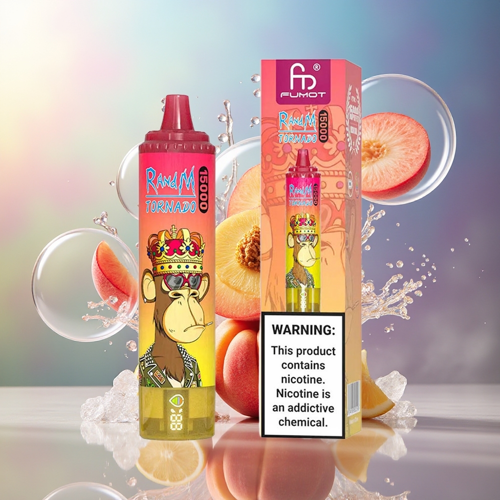 RandM Fumot Tornado 15000 Puffs 25ml Engros Danmark Fersken Is