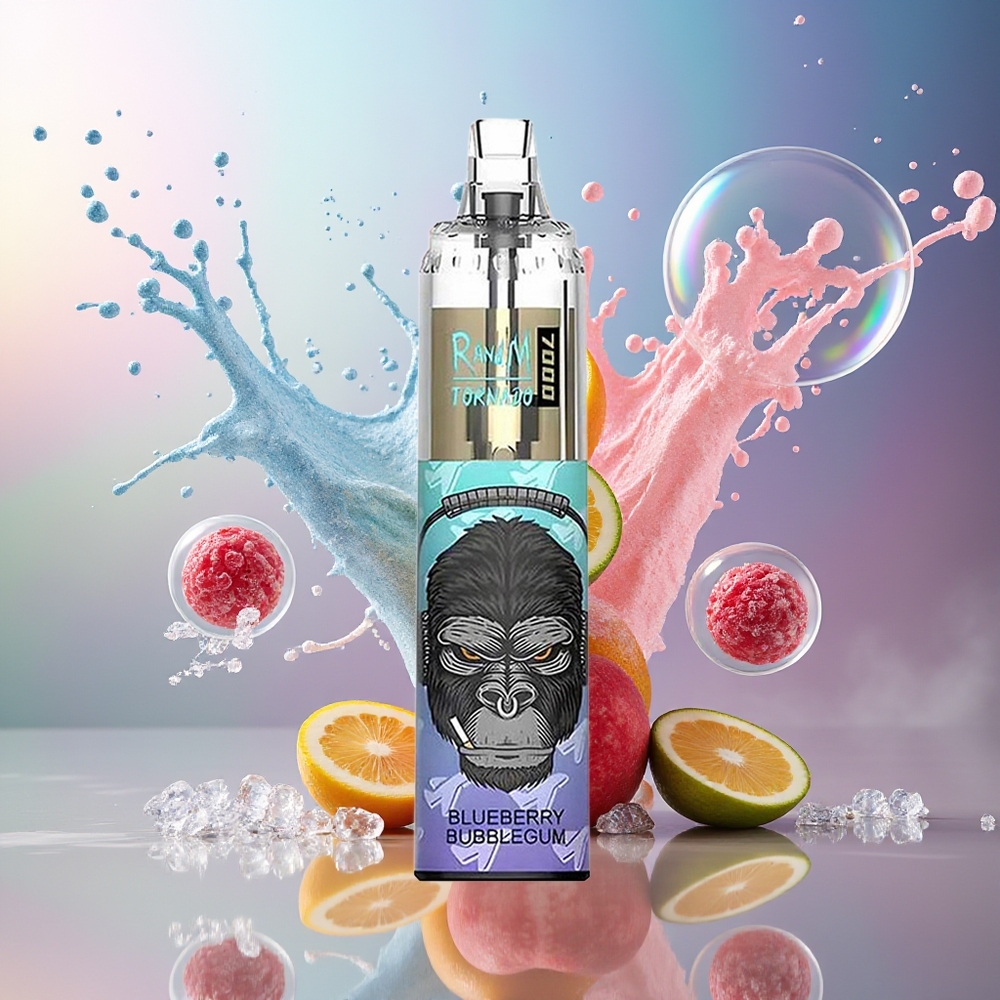 RandM Fumot Tornado 7000 Puffs 14 ML Engros Danmark Blåbær Bubblegum