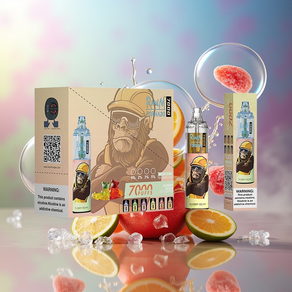 RandM Fumot Tornado 7000 Puffs 14 ML Engros Danmark Gummibjørn