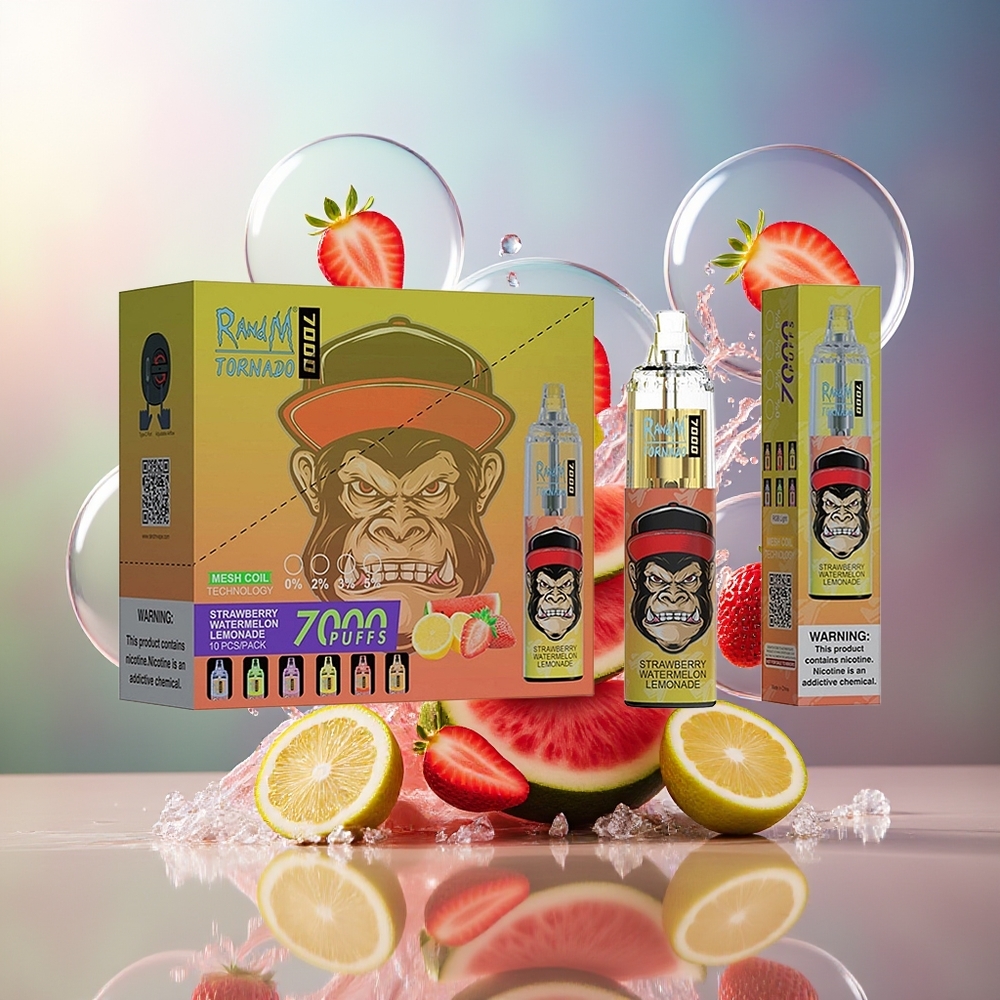 RandM Fumot Tornado 7000 Puffs RGB Jordbær Vandmelon Lemonade Engros Danmark