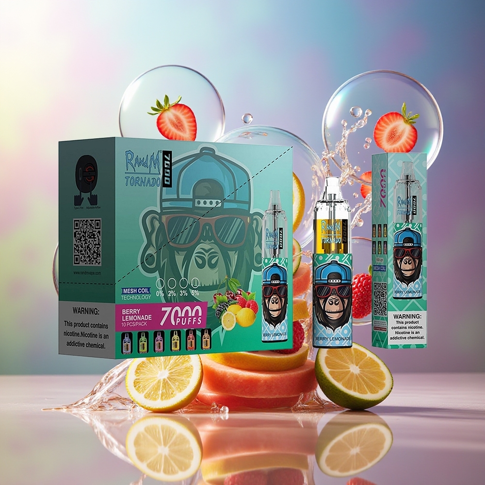 RandM Fumot Tornado 7000 Pust Engros Danmark Mesh Coil Bær Lemonade