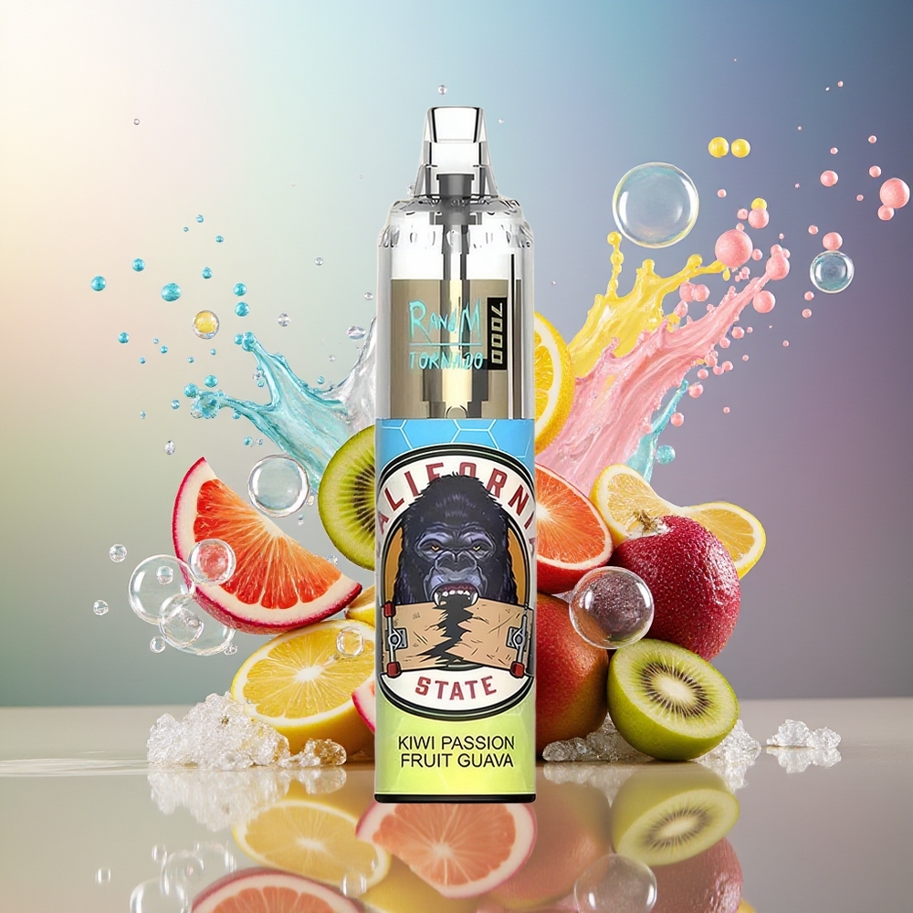 RandM Fumot Tornado 7000 Pust Engros Danmark Mesh Coil Kiwi Passionsfrugt Guava