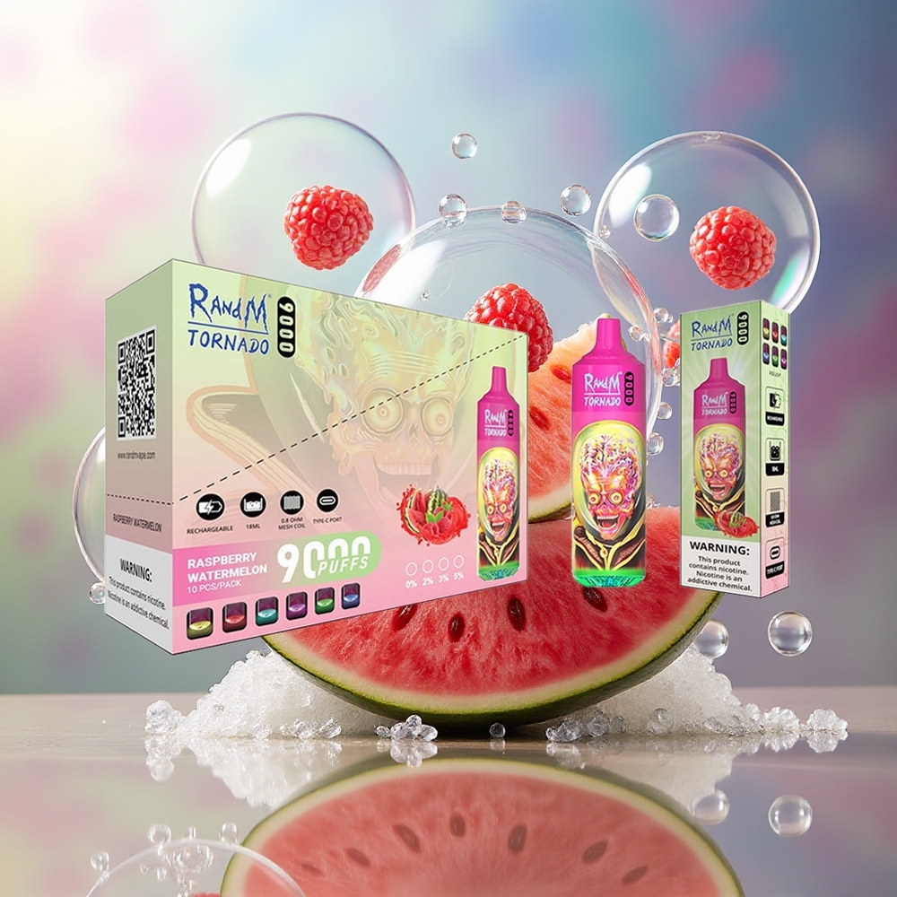 RandM Fumot Tornado 9000 Puffs Engros Danmark Hindbær Vandmelon 18 mL