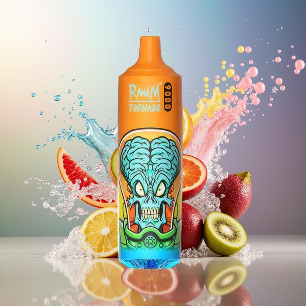 RandM Fumot Tornado 9000 Puffs Engros Danmark Mesh Coil Kiwi Passionfrugt Guava