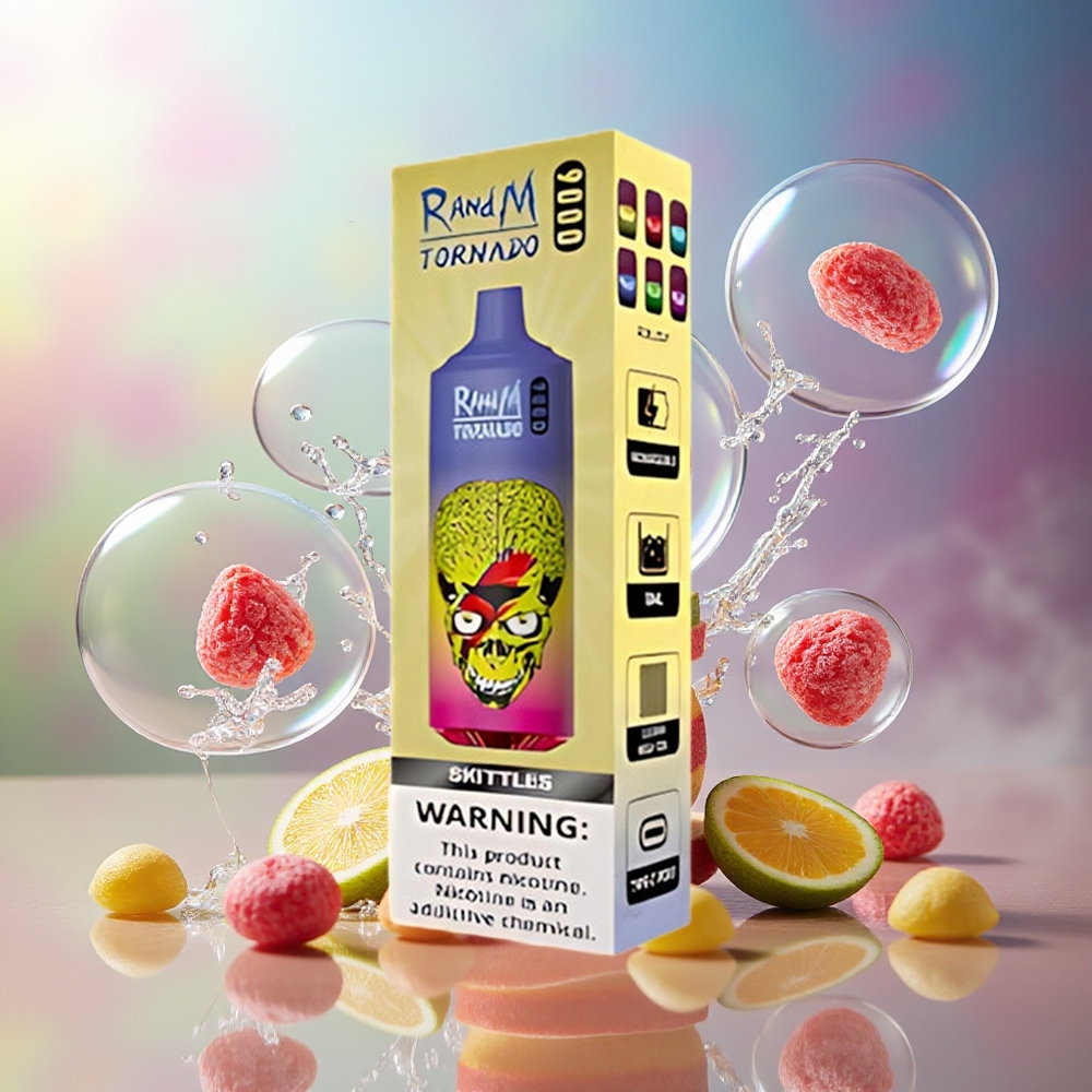 RandM Fumot Tornado 9000 Puffs Engros Danmark Skittles Slik