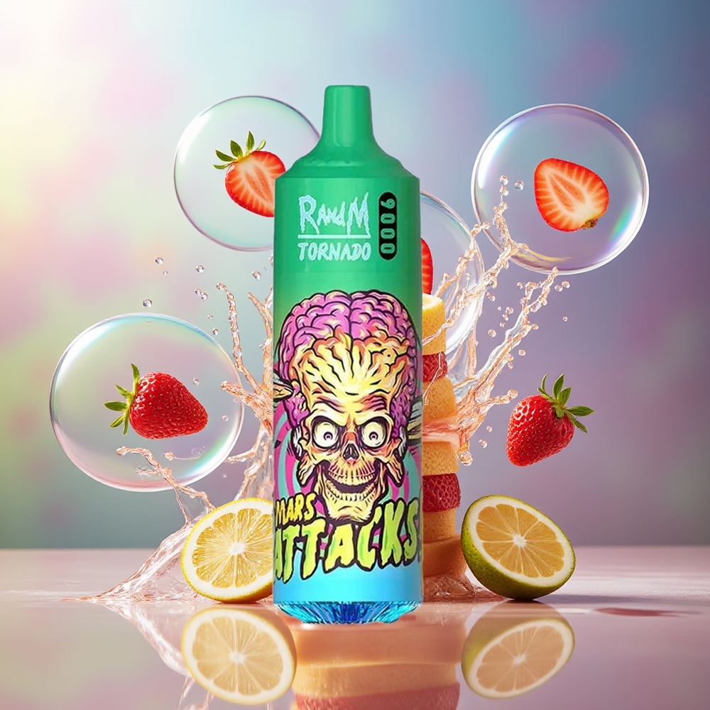 RandM Fumot Tornado 9000 Puffs Jordbær Lemonade Engros Danmark