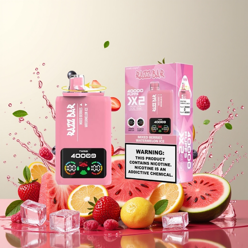 Razz Bar 40000 Puffs Engros Danmark 650 Mah Blandede Bær & Vandmelon Is