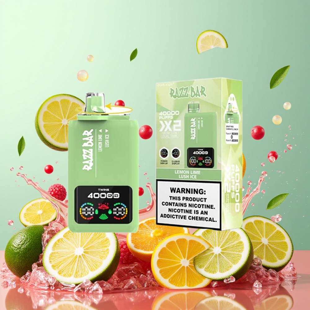 Razz Bar 40000 Puffs Engros Danmark Citron Lime & Lush Is 1.0Ω 2 Mesh Coil