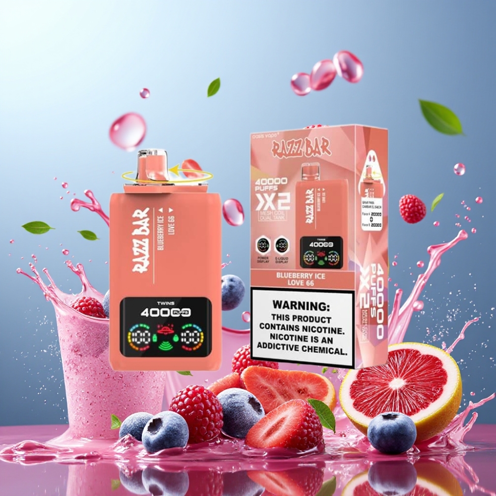 Razz Bar 40000 Puffs Engros Danmark Type-C Blåbær Is & Kærlighed 66