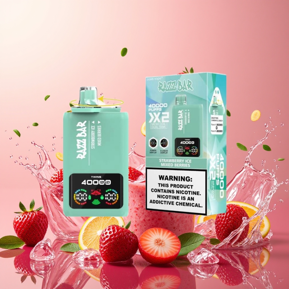 Razz Bar 40000 Puffs Engros Danmark Type-C Jordbær Is & Blandede Bær
