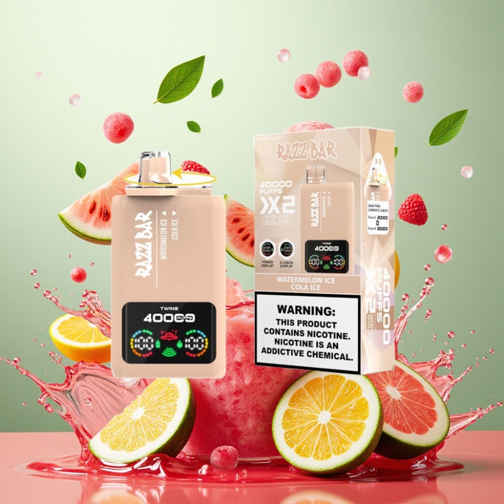 Razz Bar 40000 Puffs Engros Danmark Vandmelon Is & Cola Is 1.0Ω 2 Mesh Coil