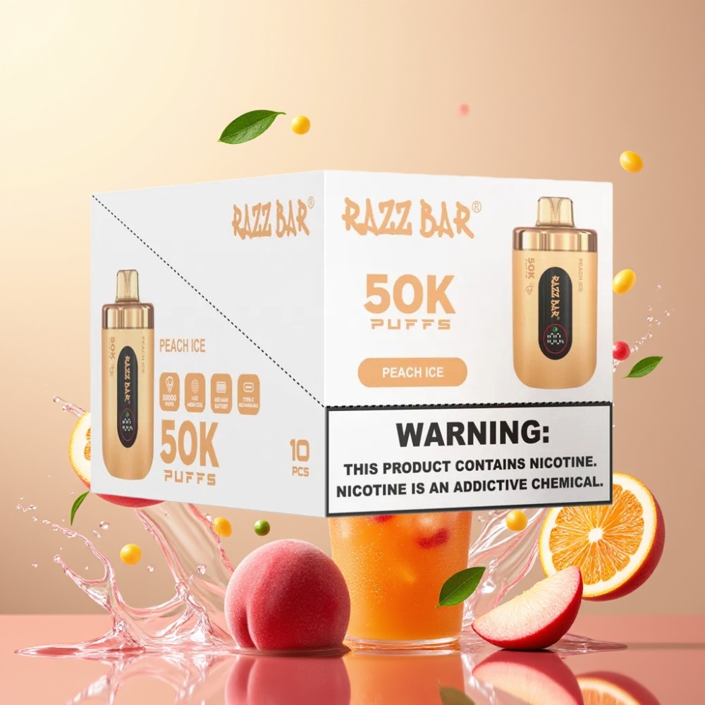 Razz Bar 50K Puffs 650 Mah Engros Danmark Fersken Is