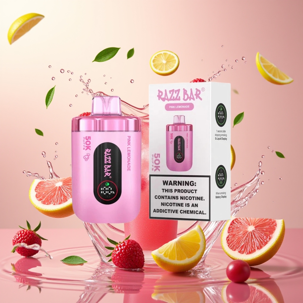 Razz Bar 50K Puffs 650 Mah Engros Danmark Lyserød Lemonade