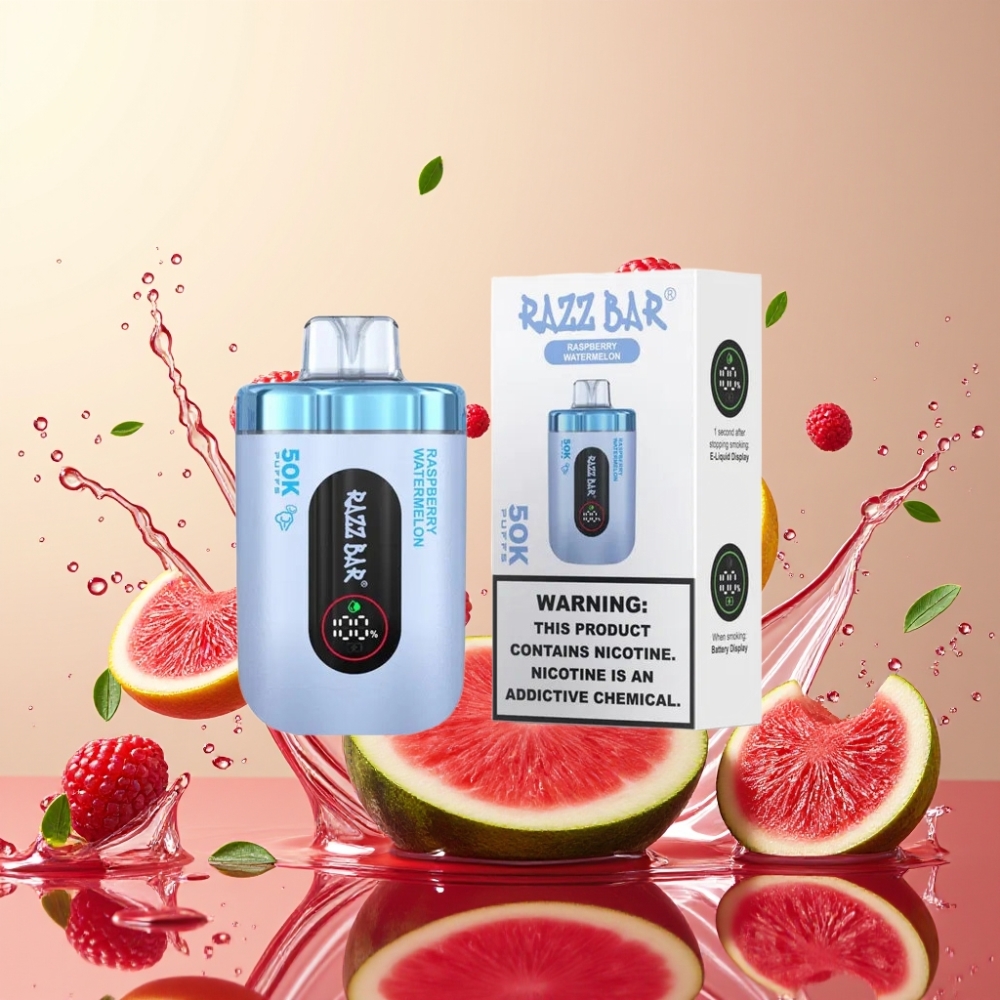 Razz Bar 50K Puffs Engros Danmark 2% Nikotin Hindbær Vandmelon Engangsdamp