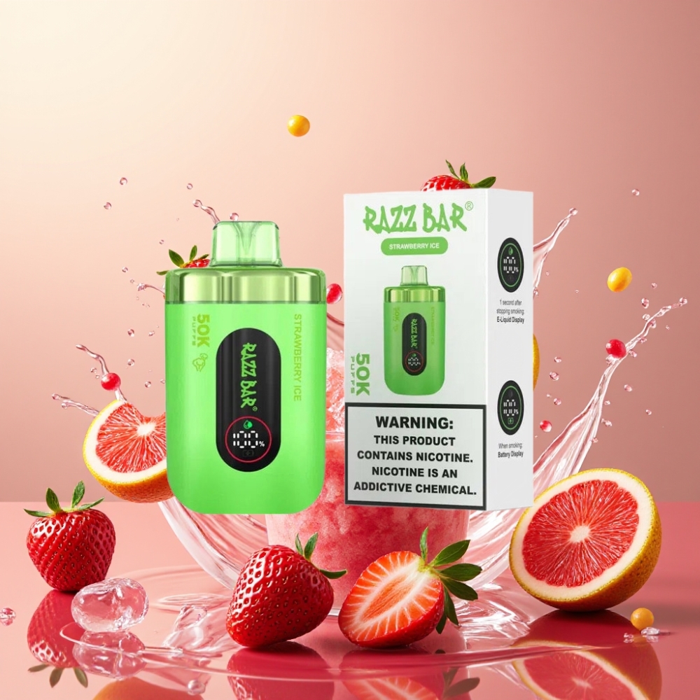 Razz Bar 50K Puffs Engros Danmark 2% Nikotin Jordbær Is