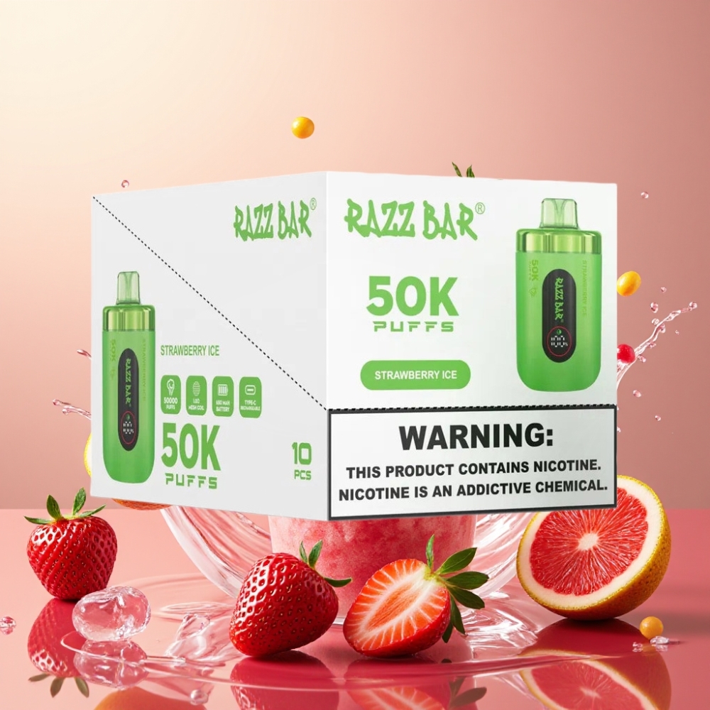 Razz Bar 50K Puffs Engros Danmark 2% Nikotin Jordbær Is