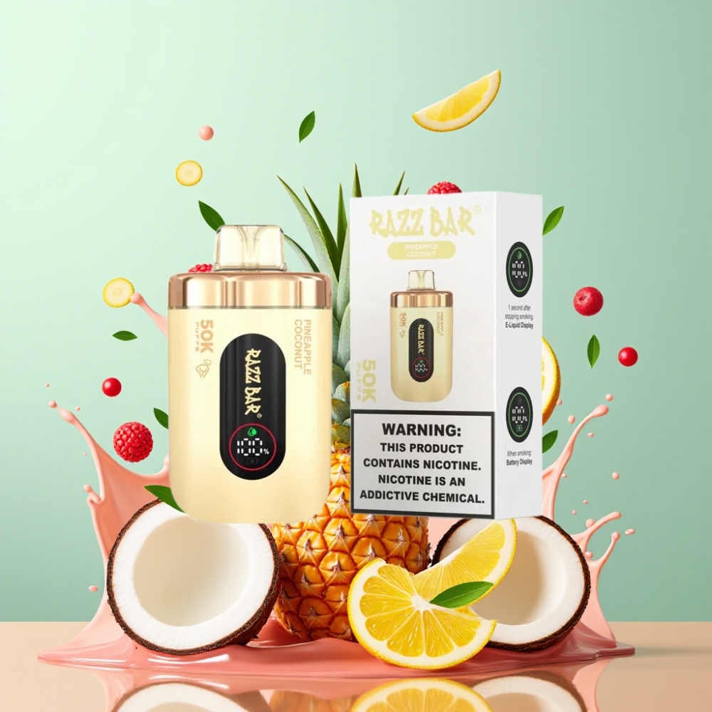 Razz Bar 50K Puffs Engros Danmark 650 Mah Ananas Kokos Engangsdamp