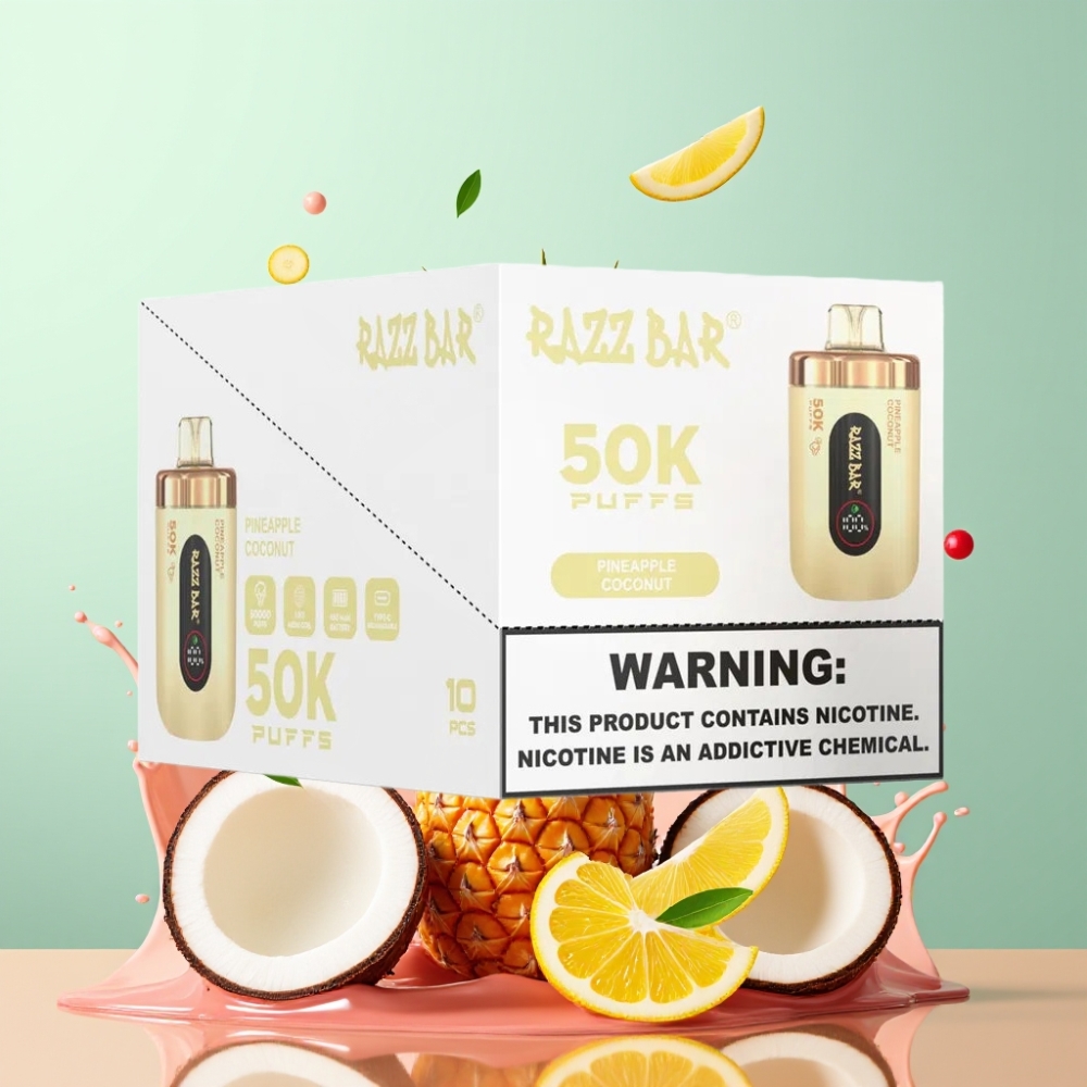 Razz Bar 50K Puffs Engros Danmark 650 Mah Ananas Kokos Engangsdamp
