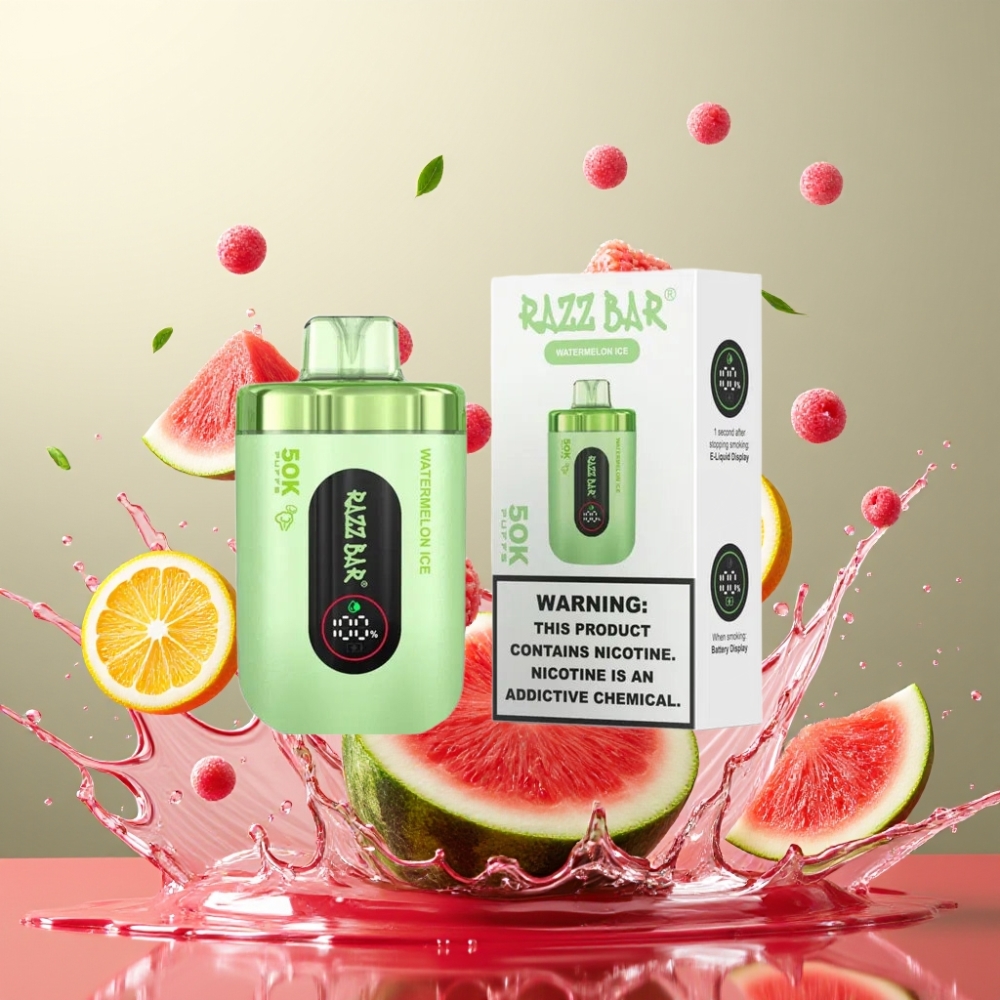 Razz Bar 50K Puffs Engros Danmark Vandmelon Is 1.0 Ohm Mesh Coil