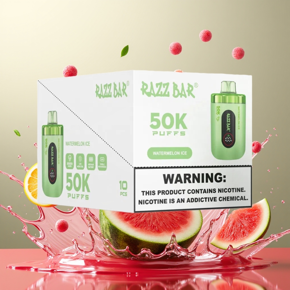 Razz Bar 50K Puffs Engros Danmark Vandmelon Is 1.0 Ohm Mesh Coil