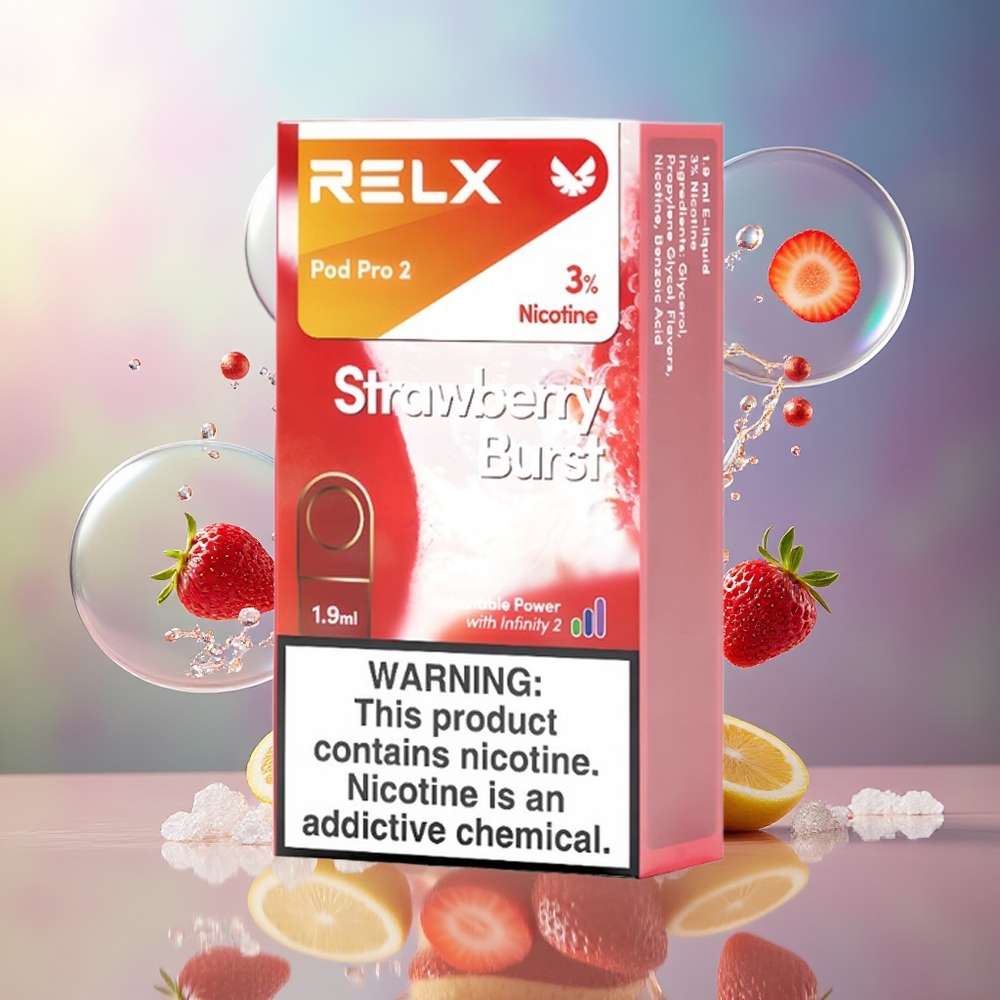 RELX Pod Pro 2 Jordbærsprøjt 3 Mundstykker 5% Nicotin 600 Puff Engros Danmark