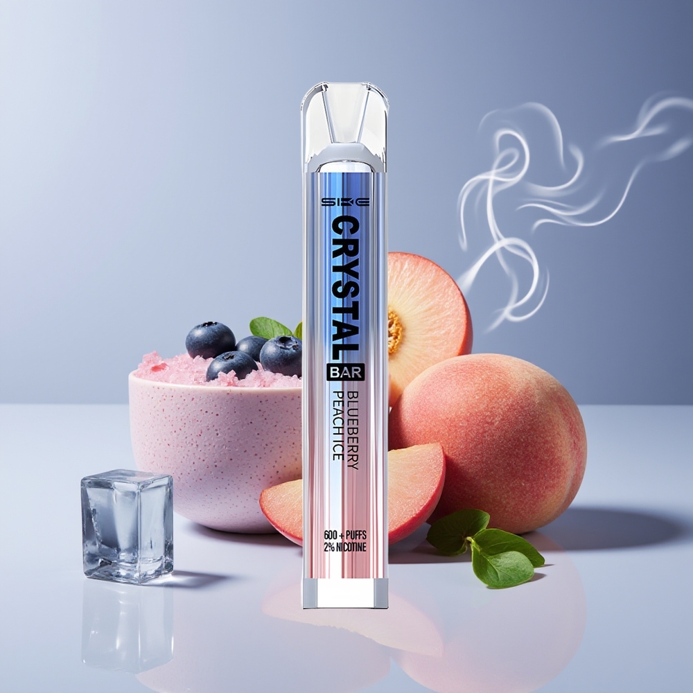 SKE Crystal Bar 600 2.0ml Blåbær Fersken Is Engros Danmark