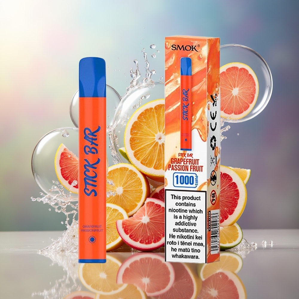 SMOK Stick Bar 1000 Puffs Engros Danmark 550mAh Bærbar E-cigaret Grapefrugt Passionsfrugt