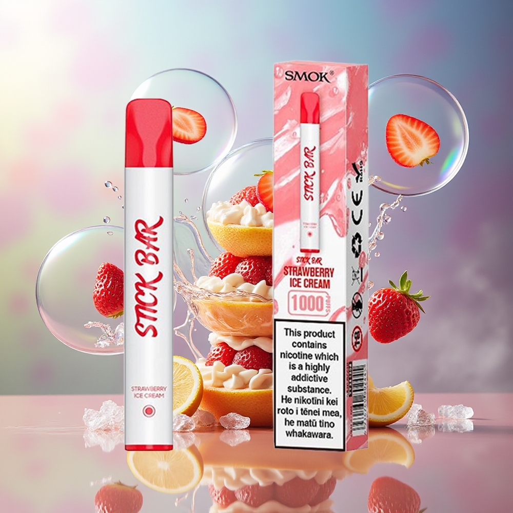 SMOK Stick Bar 1000 Puffs Engros Danmark Bærbar 3.6V Jordbær Iscreme