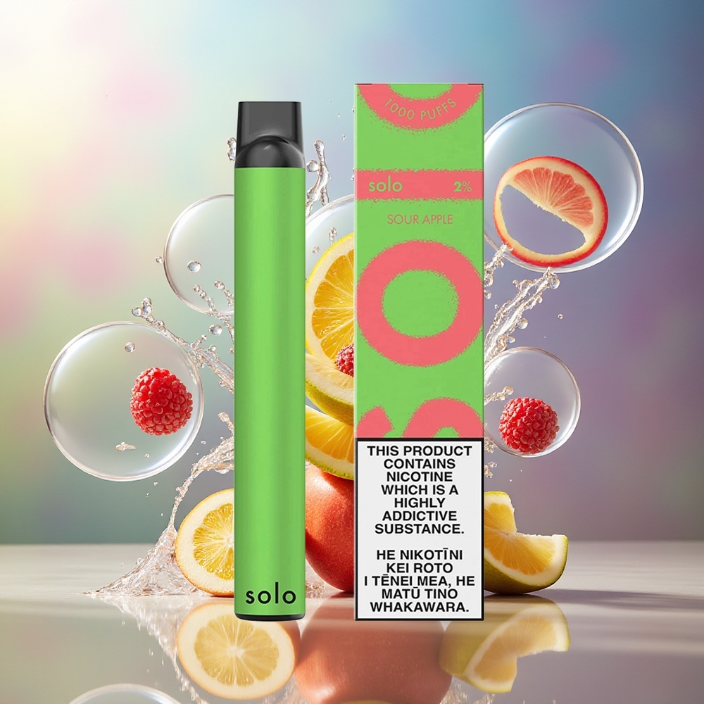 Solo 1000 Puffs Engros Danmark Bæredygtig Mesh 3.5ml Sur Æble