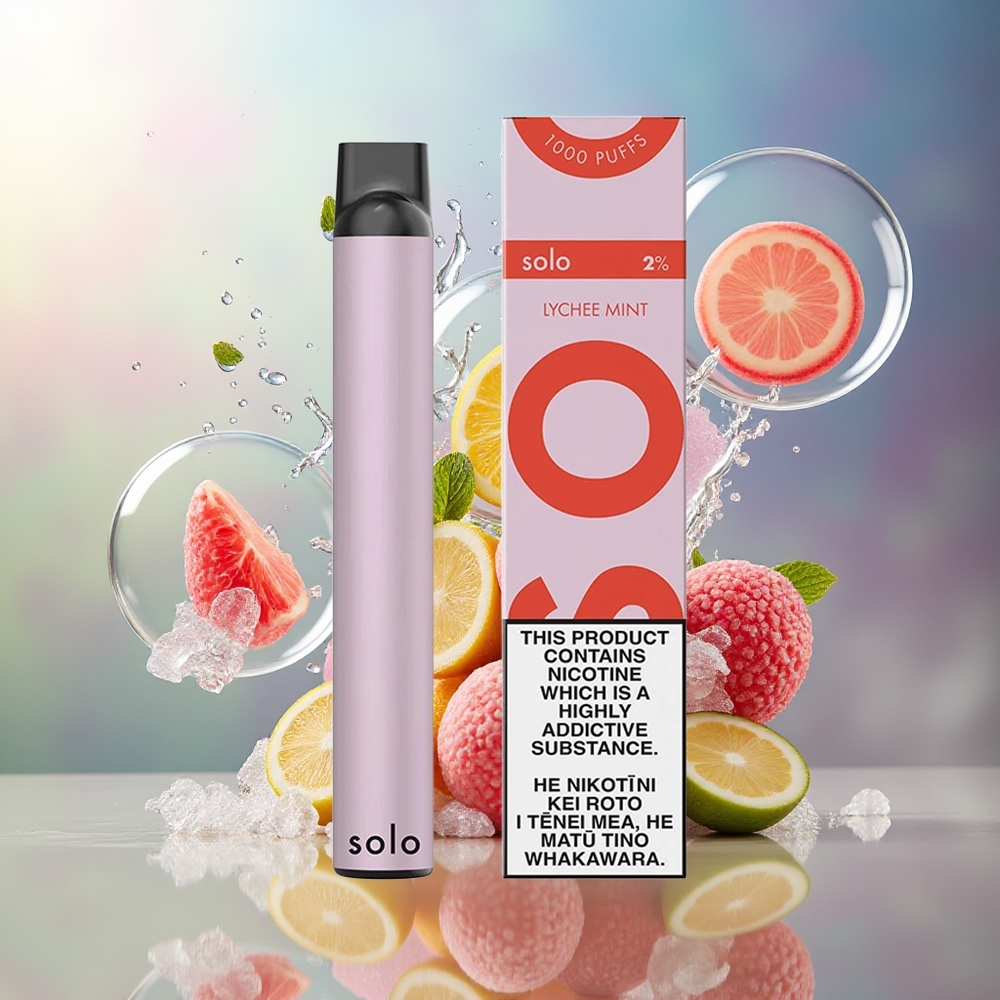 Solo 1000 Puffs Engros Danmark Engangs Vape Litchi Mynte 550mAh