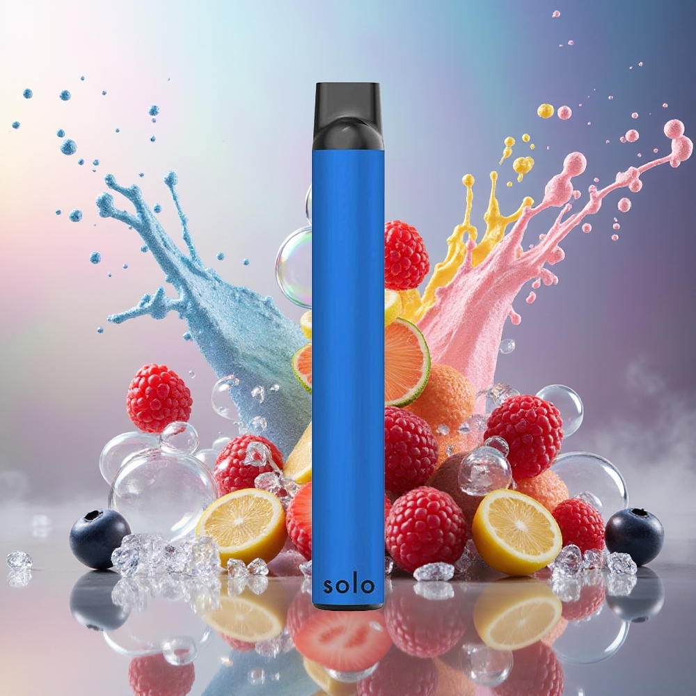 Solo 1000 Puffs Mesh Blåbær Hindbær Engros Danmark