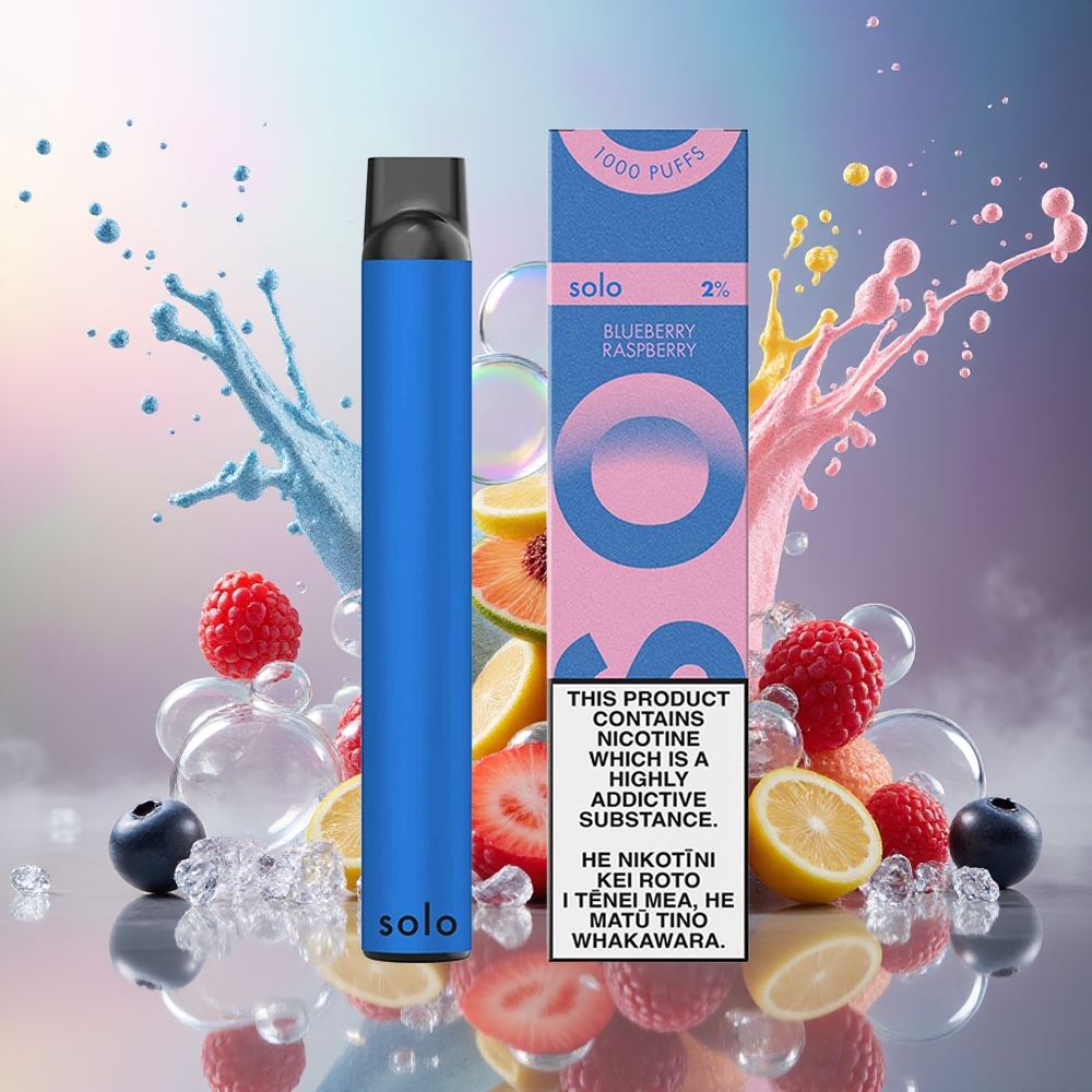 Solo 1000 Puffs Mesh Blåbær Hindbær Engros Danmark