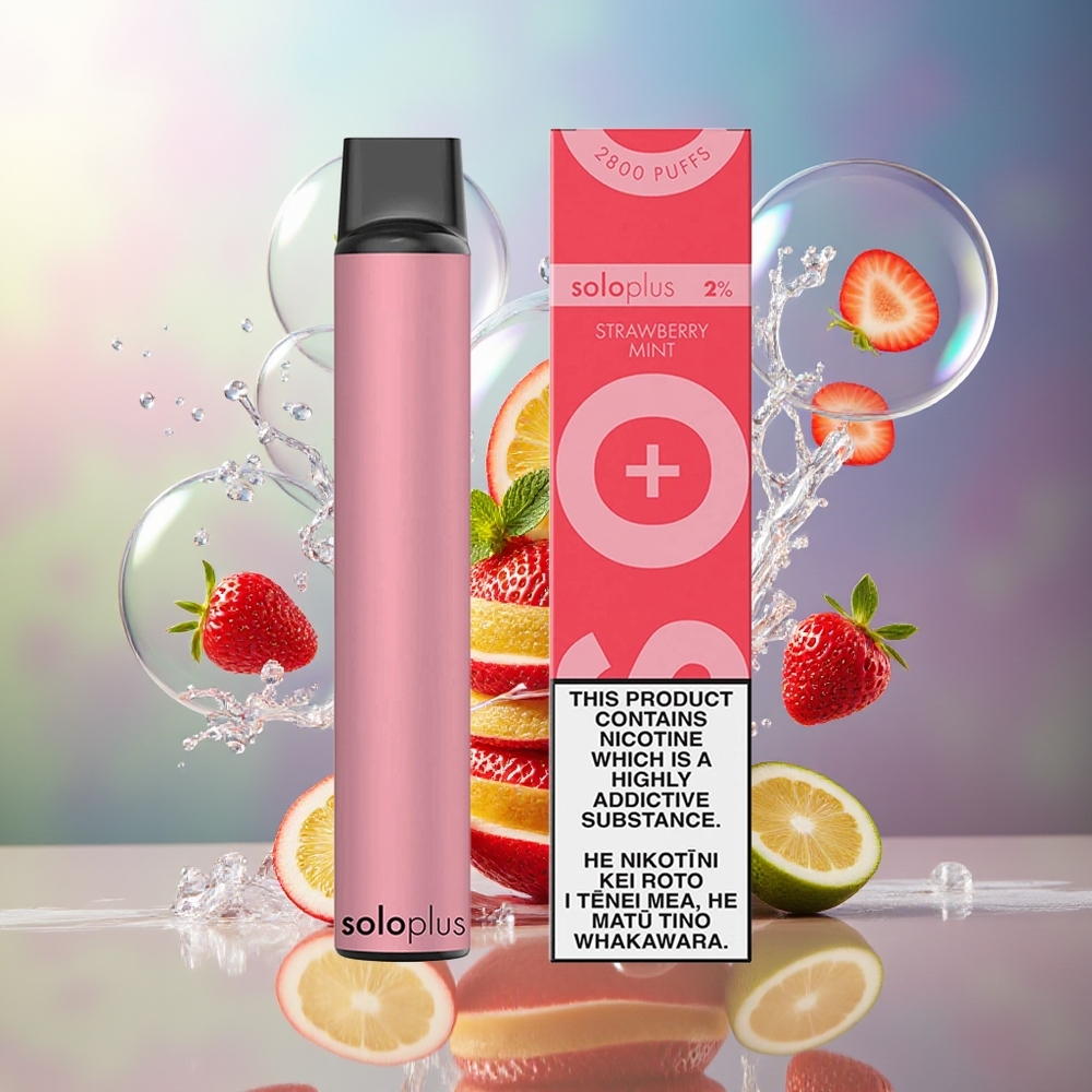 Solo Plus 2800 Puffs Engros Danmark Engangs Vape Jordbær Mynte 6.5ml