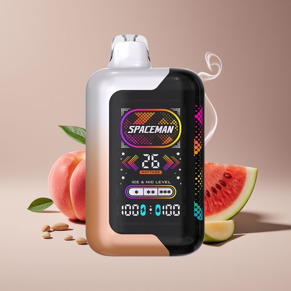 SPACEMAN SP40000 20ml Engros Danmark Disposable Vape Saftig Fersken Vandmelon