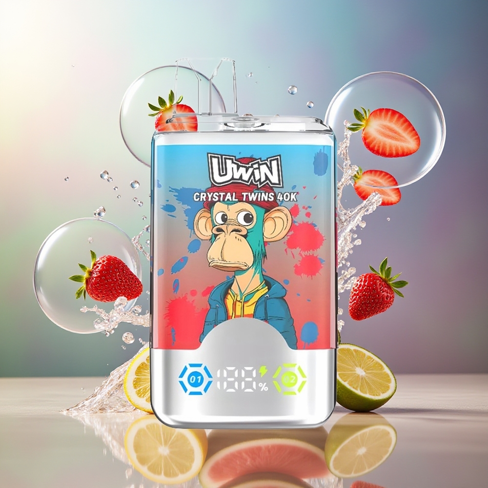 UWIN Crystal Twins 40000 Puffs 0.6 Ohm Jordbær Vandmelon Citron Lime Engros Danmark
