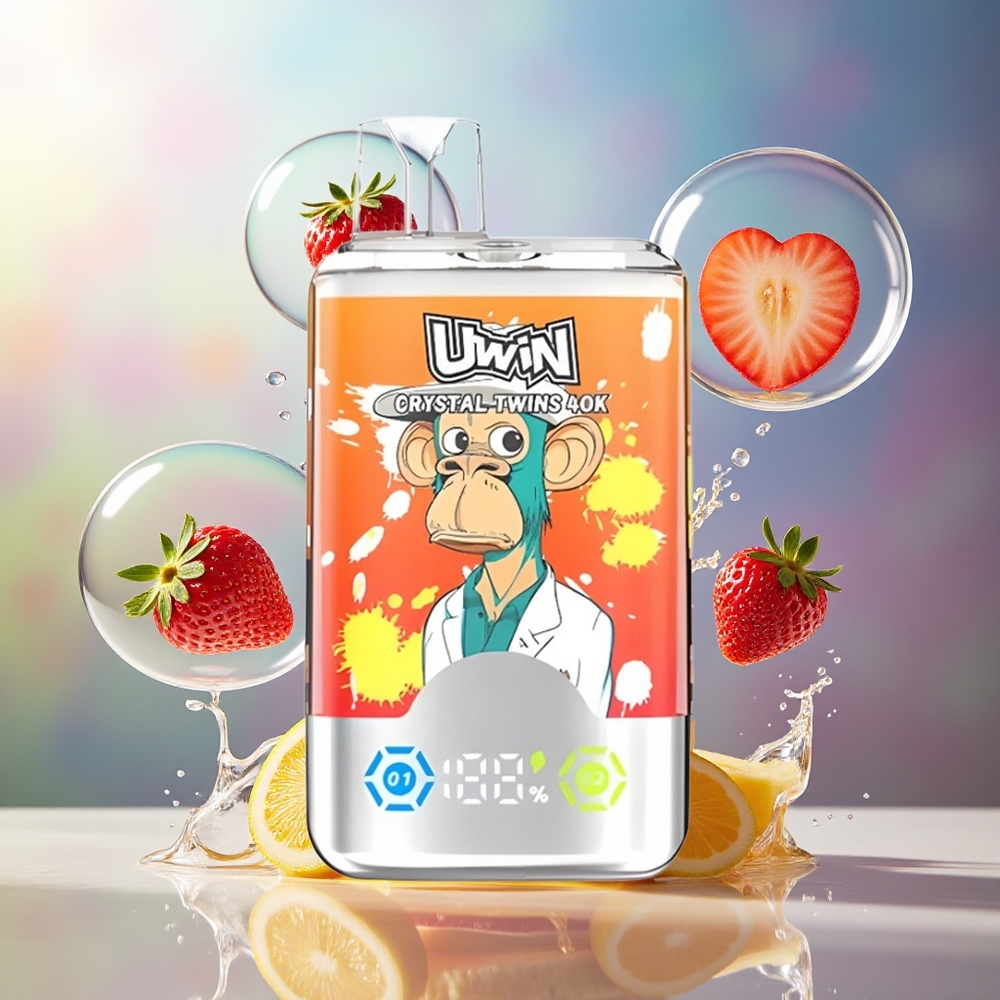 UWIN Crystal Twins 40000 Puffs 32ml Jordbær Banan Kærlighed Engros Danmark