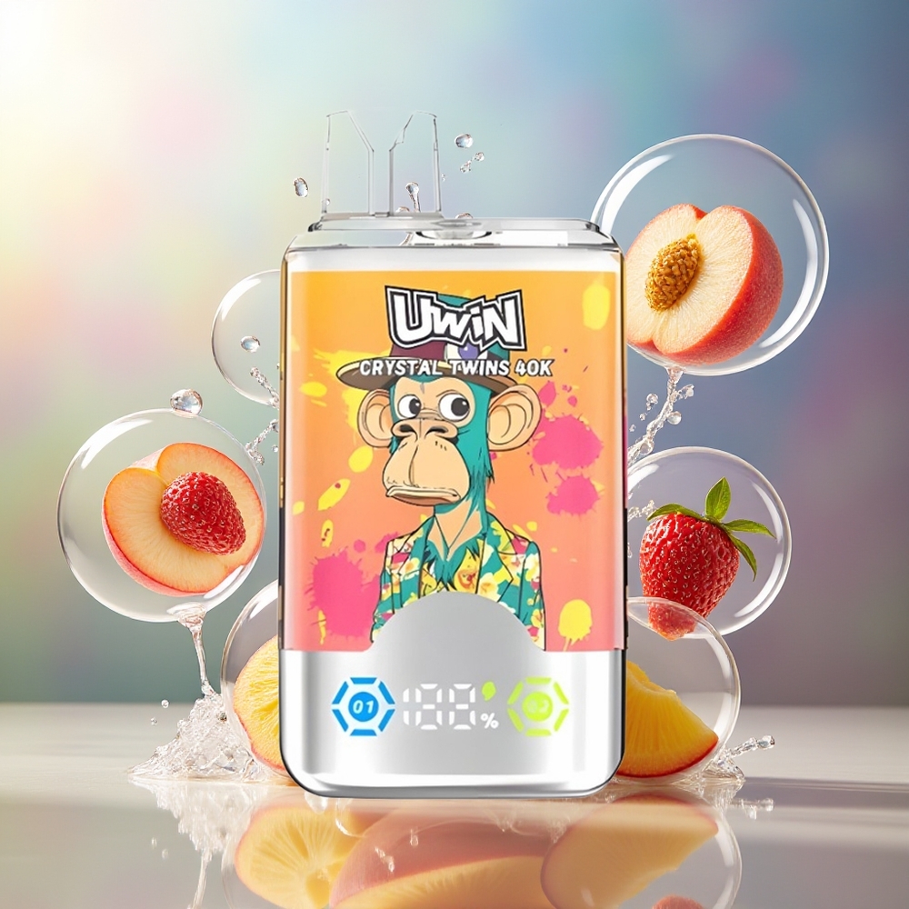 UWIN Crystal Twins 40000 Puffs Engros Danmark 32ml E-liquid Fersken Mango Ananas Red Bull