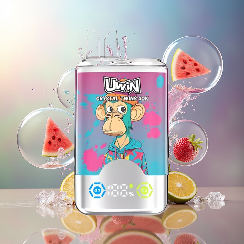 UWIN Crystal Twins 40000 Puffs Vandmelon Is Blandet Bær 32ml Engros Danmark