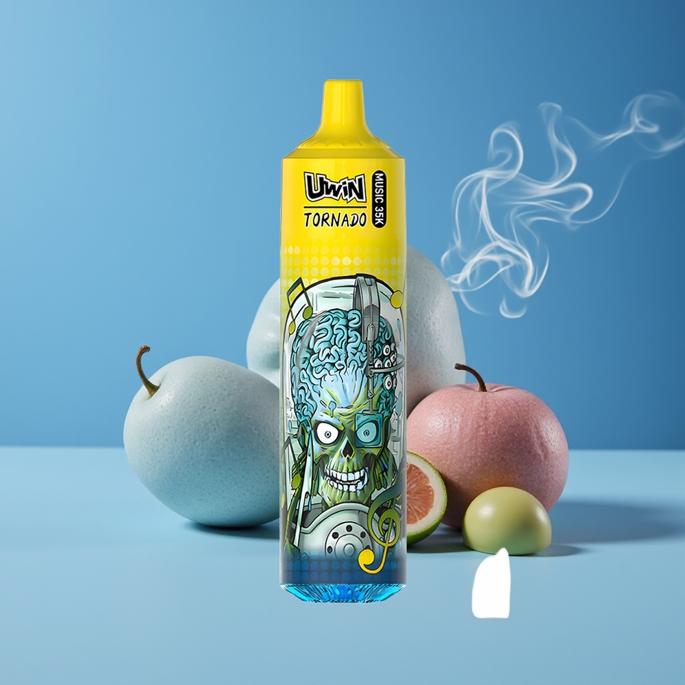 Uwin Tornado 35K Music 600mAh Engros Danmark Musik Engangs Vape Hr Blå