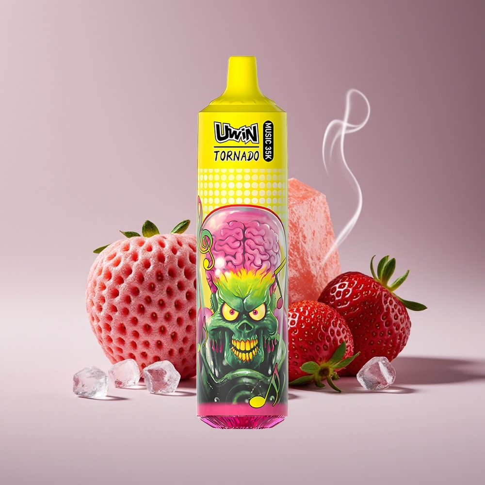 Uwin Tornado 35K Music Engros Danmark 600mAh Musik Engangs Vape Jordbær Is