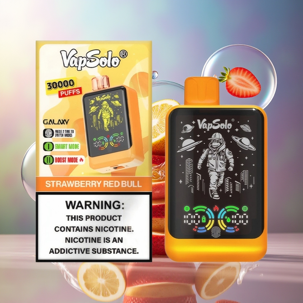 VapSolo GALAXY 30000 Puffs 850Mah Engros Danmark Engangs Vape Jordbær Red Bull