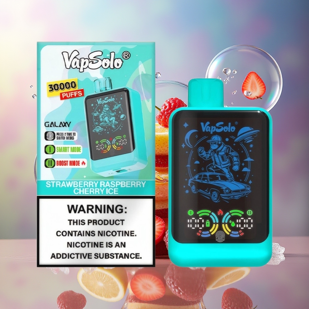 VapSolo GALAXY 30000 Puffs 850Mah Engros Danmark Jordbær Hindbær Kirsebær Is